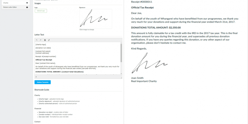 xero donation receipts donation manager